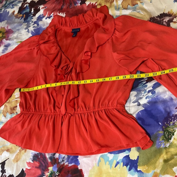 NWOT Scoop NYC red ruffle blouse - Picture 9 of 11